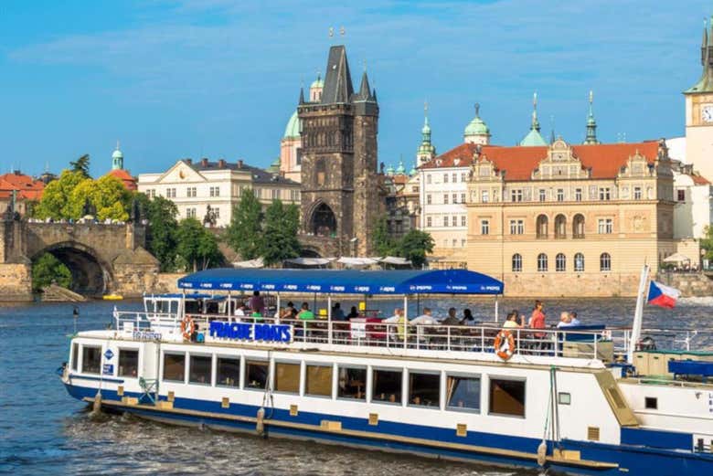 Cruising past the sights of Prague on the River Vltava